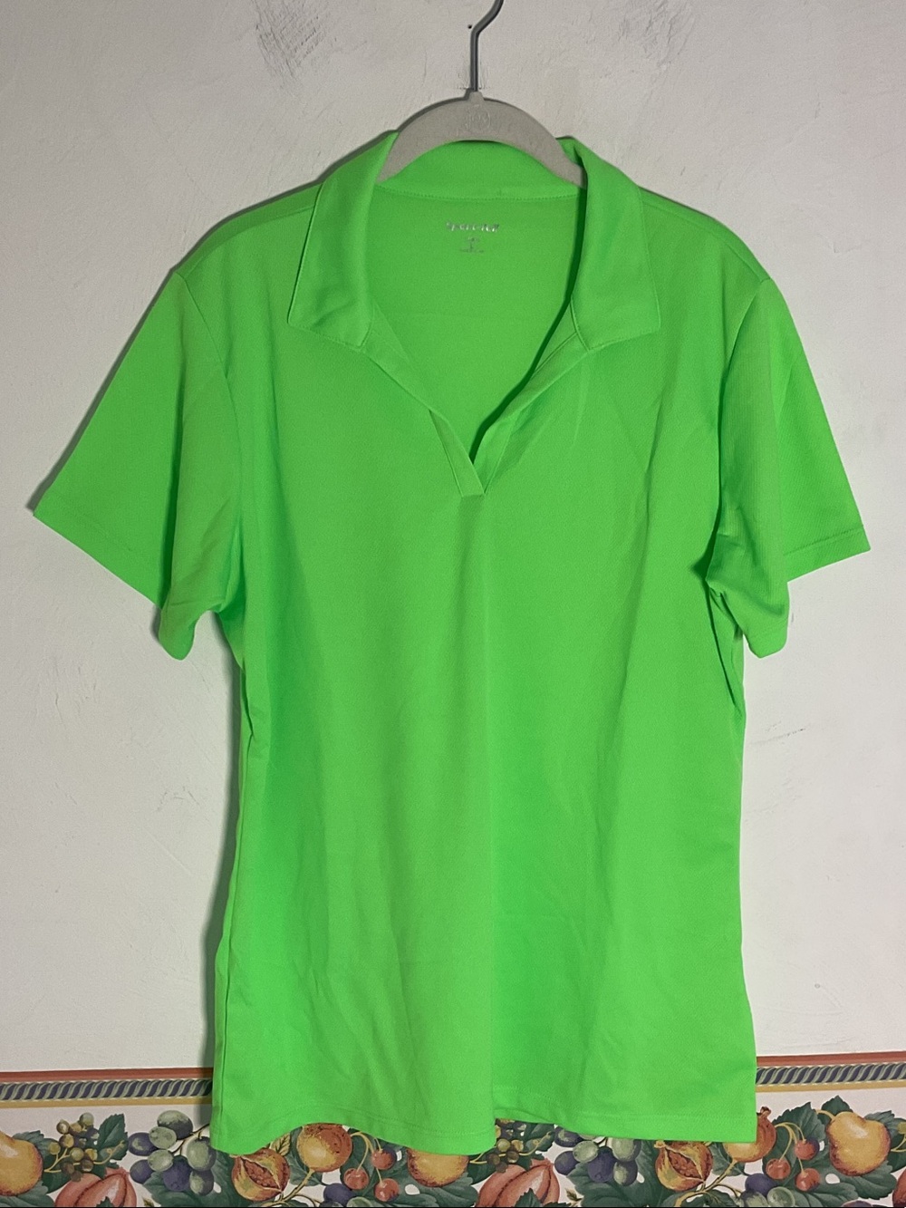 Sport-Tek Lime Micropique Sport Wick Open Placket Polo Shirt Size L Ladies